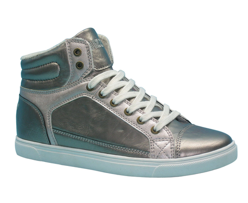 Mens Cut Skate Shoes in Shiny Silver Color Ultimate Comfort and Durability