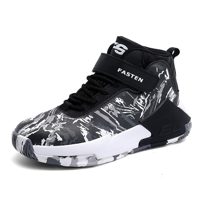 Basketball Shoes For Kids With Anti-Slip Resistant Rubber Outsoles In Black Purple Yellow Color