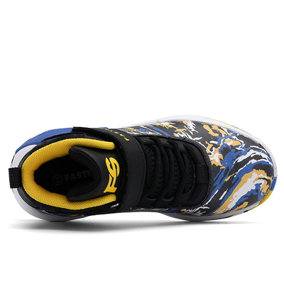 Basketball Shoes For Kids With Anti-Slip Resistant Rubber Outsoles In Black Purple Yellow Color
