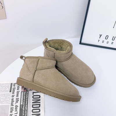 Winter Cowhide Snow Boots Plus Velvet Genuine Leather Short Boots Waterproof Non-Slip Outdoor Warm Cotton Shoes