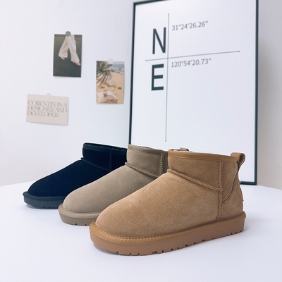Winter Cowhide Snow Boots Plus Velvet Genuine Leather Short Boots Waterproof Non-Slip Outdoor Warm Cotton Shoes For Kids