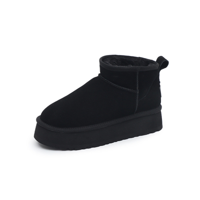 Winter Cowhide Snow Boots Plus Velvet Genuine Leather Short Boots Waterproof Non-Slip Outdoor Warm Cotton Shoes For Kids