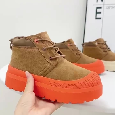 Winter Cowhide Wool Warm Thick-Soled Snow Boots Waterproof Non-Slip Three-Proof Short Boots With Straps for women