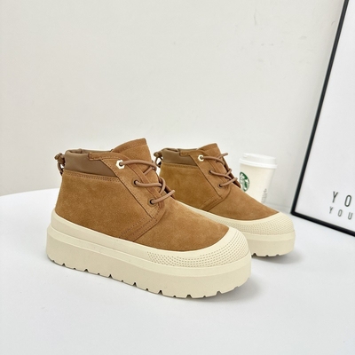 Winter Cowhide Wool Warm Thick-Soled Snow Boots Waterproof Non-Slip Three-Proof Short Boots With Straps for women
