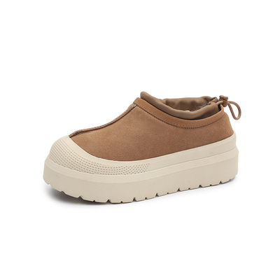Winter Cowhide Plus Velvet Thickened Outer Wear Bread Shoes One Foot Snow Boots For Women