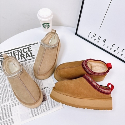 Ethnic Style Thick-Soled Snow Boots For Women Winter New Fur One-Piece Outerwear Fur Slippers
