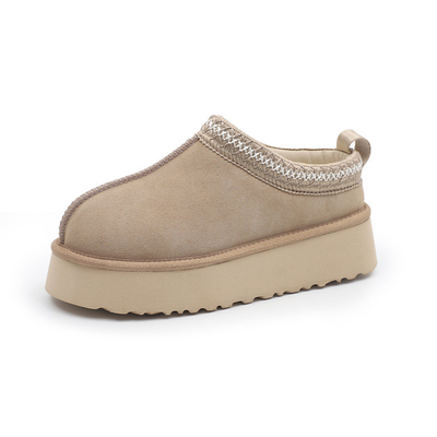 Ethnic Style Thick-Soled Snow Boots For Women Winter New Fur One-Piece Outerwear Fur Slippers