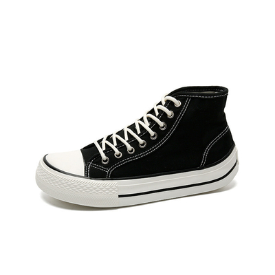Wholesale new triple vulcanized high quality high top oval toe canvas shoes for women