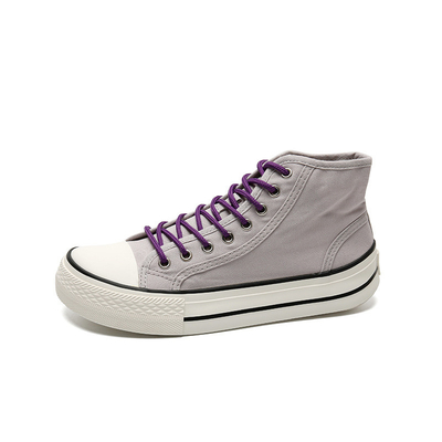 Wholesale new triple vulcanized high quality high top oval toe canvas shoes for women