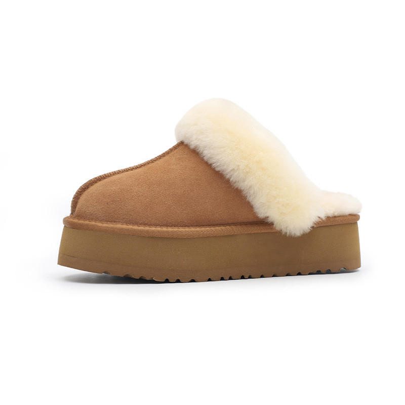 Factory Custom Cowhide Height-Increasing Women'S Outdoor Thick-Soled Slippers for winter wear
