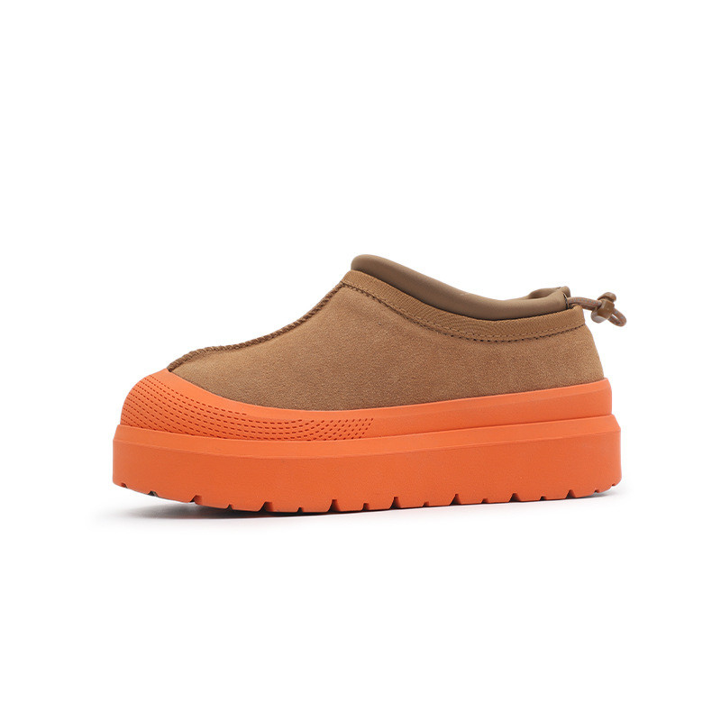Winter Cowhide Plus Velvet Thickened Outer Wear Bread Shoes One Foot Snow Boots For Women